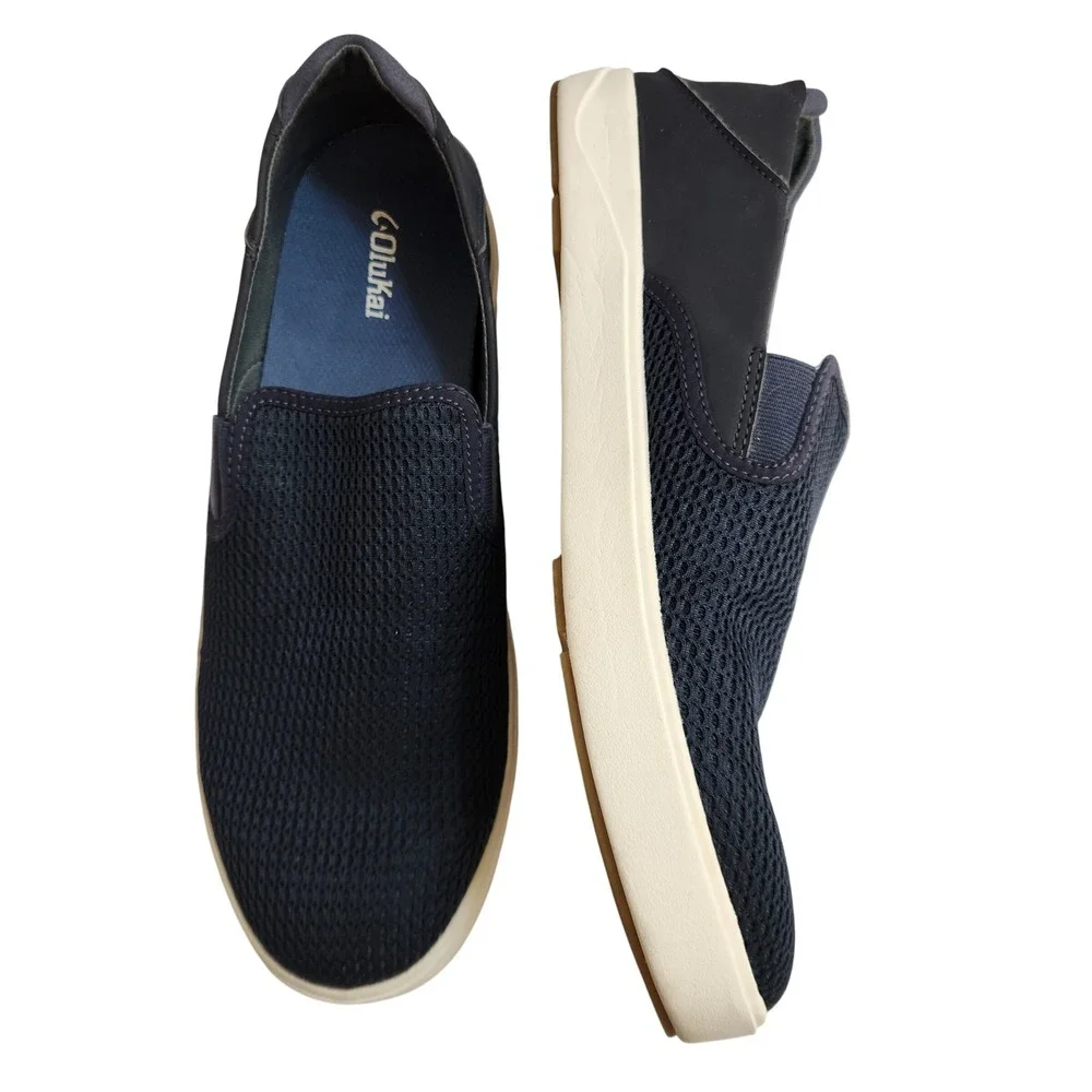 OluKai Laeahi Mens Navy Blue Textile Slip On Loafers Comfort Casual Shoes‎ US 14